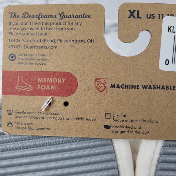 Dearfoams Lane Teddy Slide Memory Foam Slippers in Muslin size XL (11-12) - Picture 12 of 14